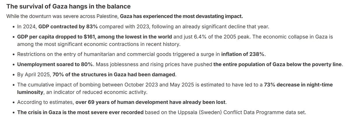 🚨BREAKING -- A new UN report has found Israel's annihilation of Gaza has erased 69 years of human development, marking the worst economic collapse ever recorded.

All with the UK government's support👇
unctad.org/publication/re…