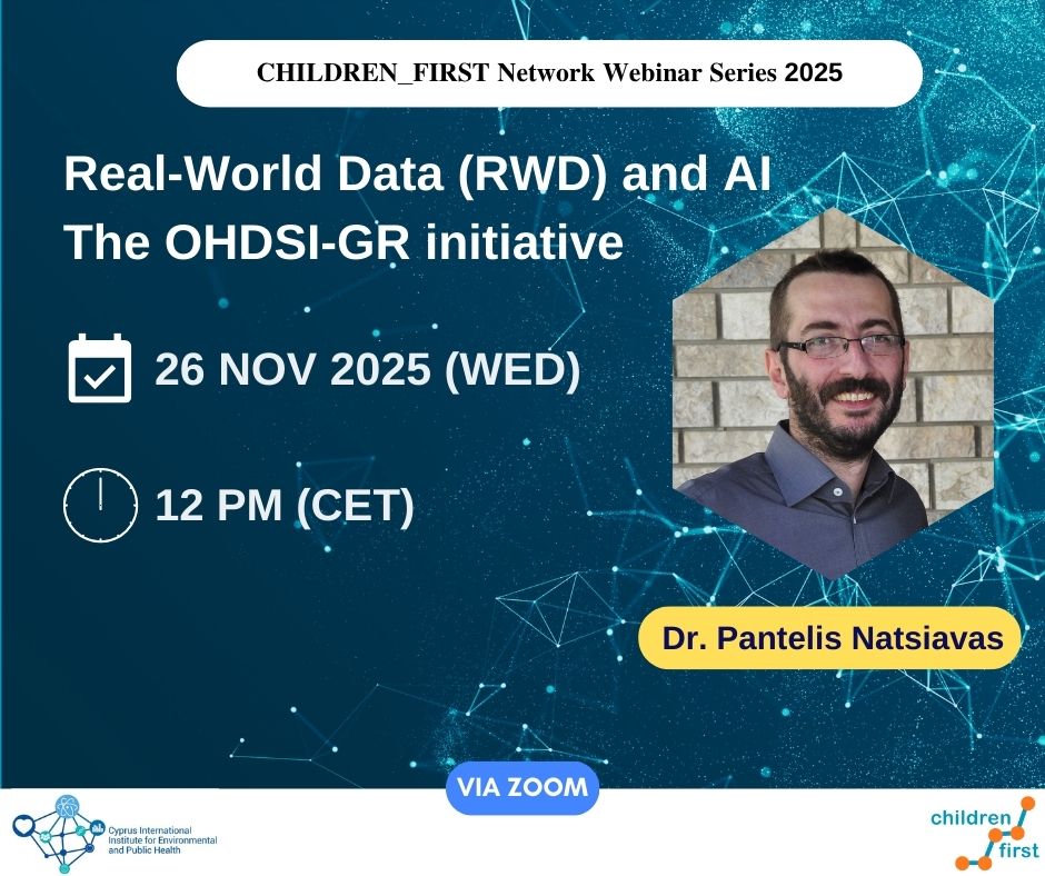 CII_CY_Health's tweet image. Today's Webinar: Real-World Data (RWD) and AI - The OHDSI-GR initiative

👉 Webinar Zoom link:
us02web.zoom.us/j/81919615299?…

#cii_eph #webinar #health #AI #realworlddata #data
