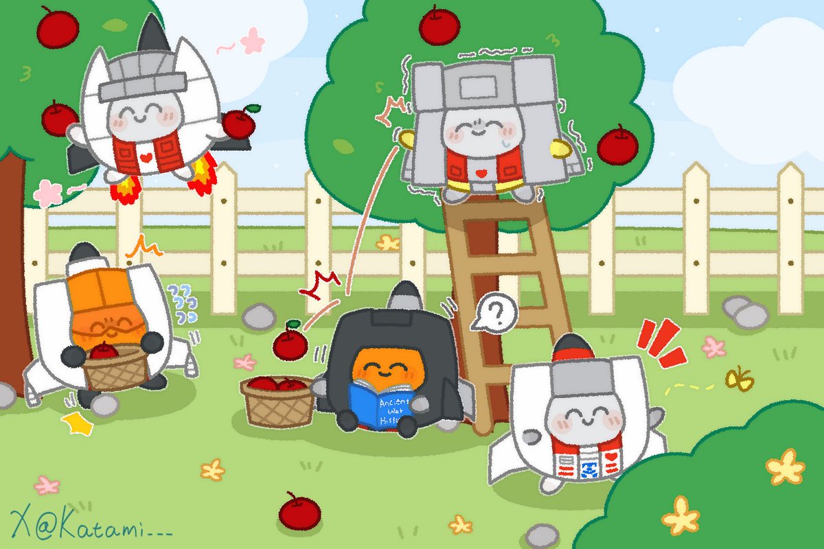 Commission done by Katami❤️
谢谢 <a href="/Katami___/">カタミ</a> 形老师接稿！！❤️真的超级无敌可爱~尖叫着跑来跑去~~~
祝小朋友们在不打架的世界里，开开心心，万事如意~
在未来的动画漫画里有更高的出镜率🎉🎉🎉
#飞虎队飞行太保40岁生日会
#StunticonsAerialbots40thBirthday