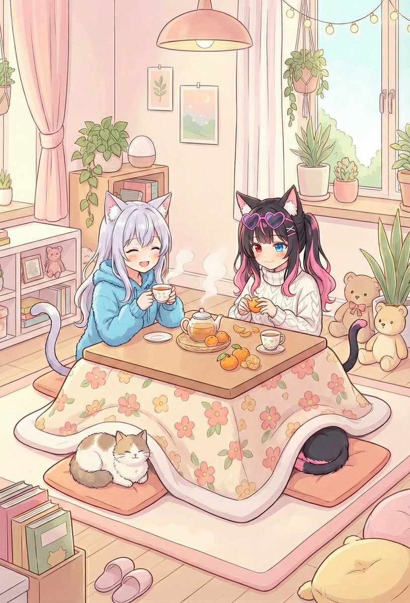 Heimi-chan thank you so much! 💙😺

You two look absolutely adorable together! The sweater and hat look super warm, and I’m sure sharing that fluffy long scarf would make you both extra cozy 🧣❄️✨
Winter’s getting closer and the cold is setting in, so of course we all wanna stay