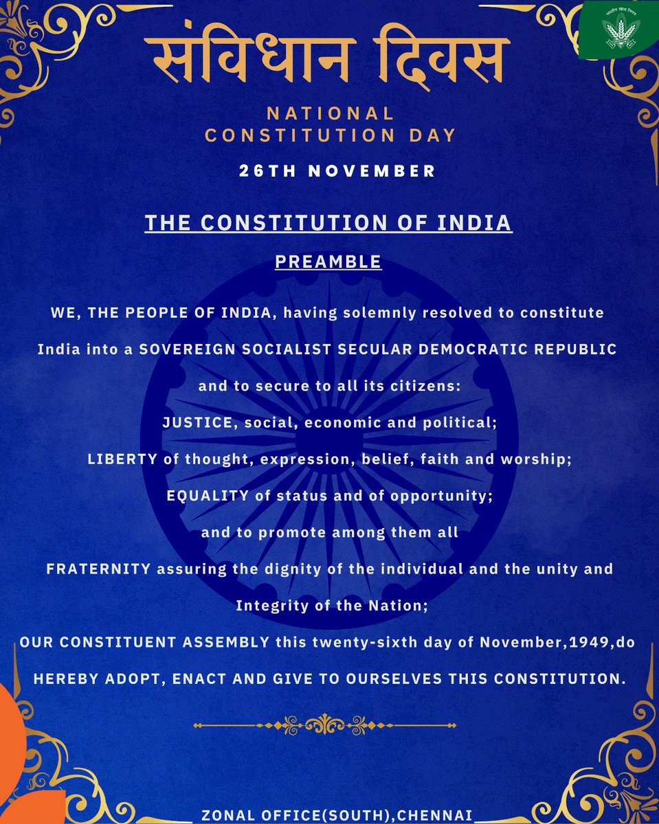 In a moment of pride and reflection on constitution day Smt. Jacintha Lazarus, IAS, ED (South), read out the Preamble to the Constitution at ZO (South), reaffirming the values of justice,liberty, equality&amp; fraternity that continues to inspire our nation and strengthen democracy.