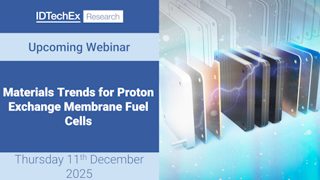 IDTechEx's tweet image. Webinar on Materials Trends for Proton Exchange Membrane Fuel Cells: Join Dr Conor O&apos;Brien on Thursday 11th December for an insightful webinar on &quot;Materials Trends for Proton Exchange Membrane Fuel Cells&quot;. The webinar will include an introduction to PEM… idtechex.com/en/research-ar…