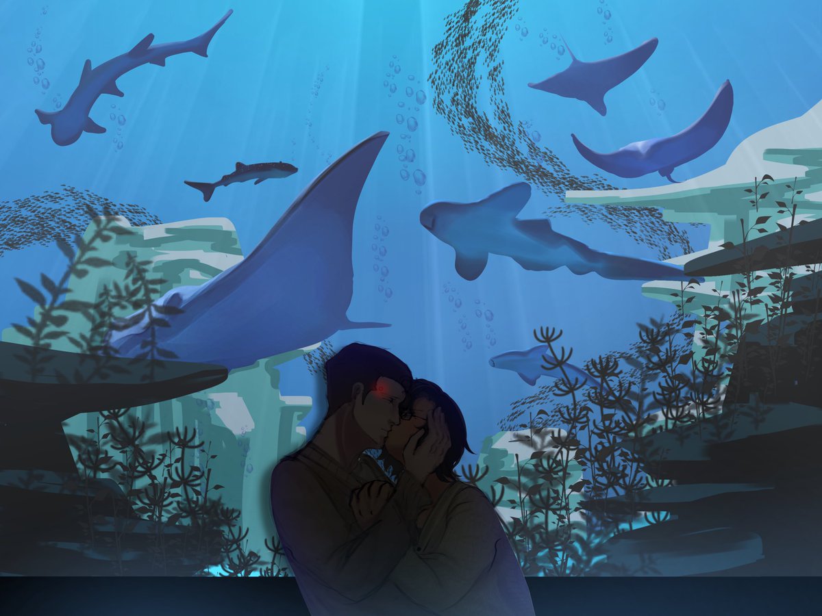 happy 10 months baby &lt;3 we love aquariums and had our first kiss there  🐠🐠🐠🐠🐠 everyone say thank you to the fishes 

—
🎨 thatgalC_
#binarysoul #yumetwt #riakotwt #selfship