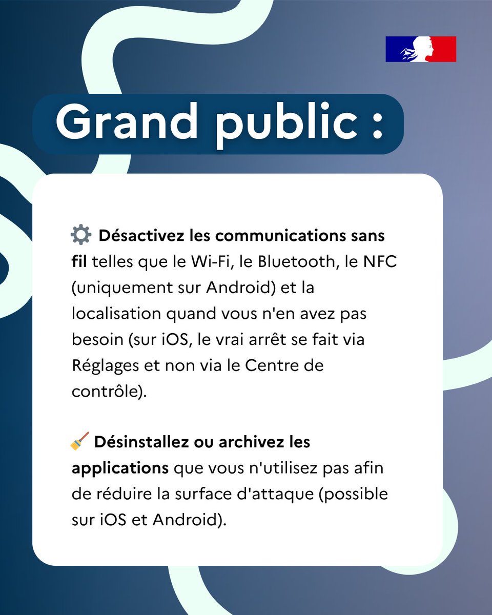 ANSSI_FR's tweet image. 📲 Votre #smartphone est précieux pour vous… et peut l’être encore plus pour les cybercriminels.

📓 Découvrez l&apos;état de la #menace de l&apos;ANSSI sur les téléphones mobiles : cert.ssi.gouv.fr/cti/CERTFR-202…