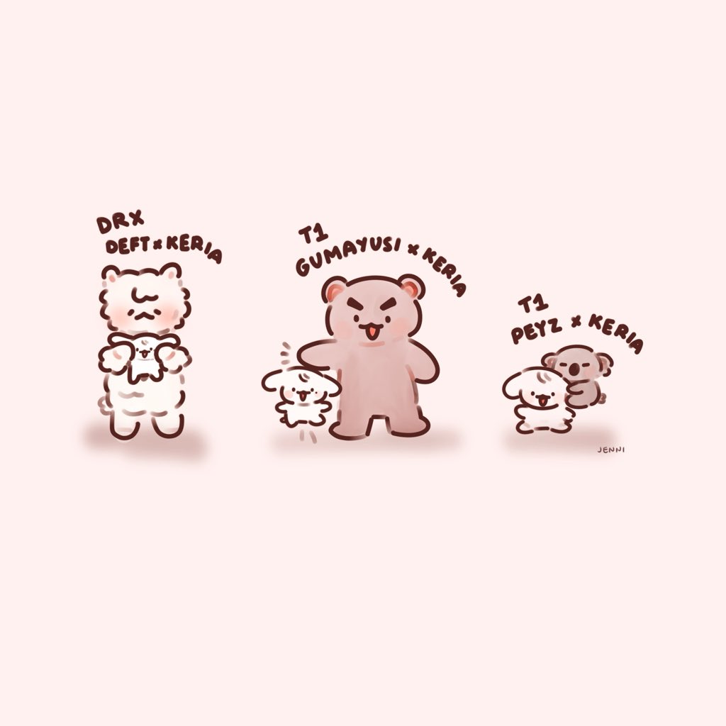 QTWOOJlNNY's tweet image. 🐶 Keria with his ADCs 🦙 🐻 🐨 

#keria #deft #gumayusi #peyz