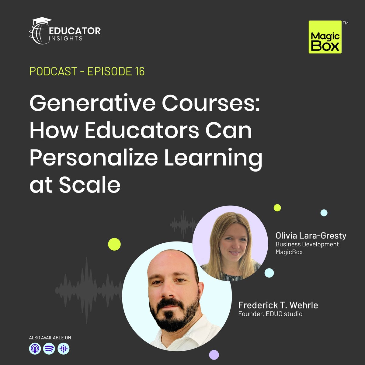 getmagicbox's tweet image. In our latest Educator Insights podcast, Frederick along with our host Olivia breaks down how generative course design can help educators build richer learning experiences without extra workload. getmagicbox.com/educator-insig…
#EducatorInsights #EdTechPodcast #PersonalizedLearning