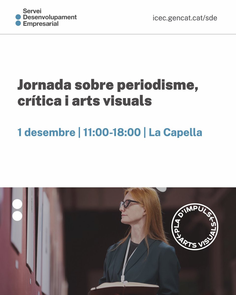 sdeicec's tweet image. ☝🏼 No et perdis la jornada sobre arts visuals, periodisme i crítica organitzada en col·laboració amb el @panoramic_fest i emmarcada en el #PlaImpulsArtsVisuals.

👀 sde.cultura.gencat.cat/els-cursos/jor…
