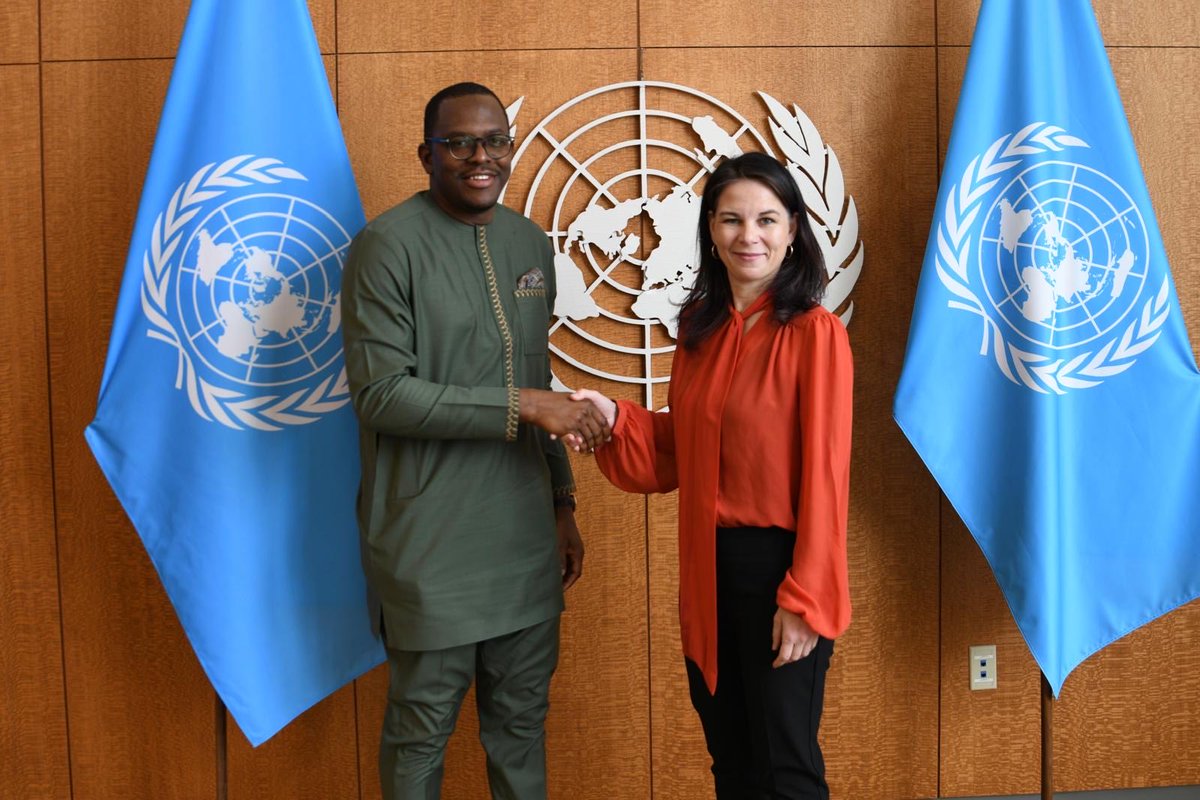 MichaelKanuSL's tweet photo. Pleased to have, together with the President of the @UN General Assembly, H.E. Annalena Baerbock (@UN_PGA), signed the joint letter launching the process to select the next UN Secretary-General, another important milestone of Sierra Leone’s Security Council November presidency.

Negotiations in the Security Council were led by the Russian Federation on behalf of the P5 and by Denmark on behalf of the E10. I thank them, and all Council members, for the constructive engagement that enabled the early signing of the letter.