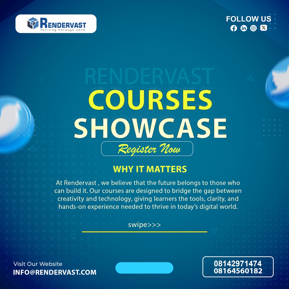 rendervast's tweet image. Start your tech journey with Rendervast!

We offer practical courses in:
Frontend: HTML, CSS, JS, React, Node, Git

Backend: PHP, C#, Java, Python, C++

Graphics/UIUX: AI, XD, PS, Figma, Canva

Learn. Build. Grow.
DM to enroll.
#Rendervast #TechSkills #WebDev #Programming