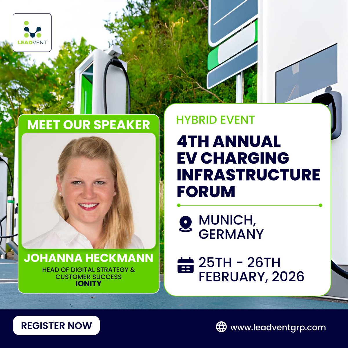 leadvent's tweet image. MEET OUR SPEAKER!!

Johanna Heckmann, Head of Digital Strategy &amp;amp; Customer Success at IONITY will be speaking in the 4th Annual EV Charging Infrastructure Forum

-bit.ly/4owmtEa

#EVCharging #EVInfrastructure #eMobility #ElectricVehicles #ChargingStations #FastCharging