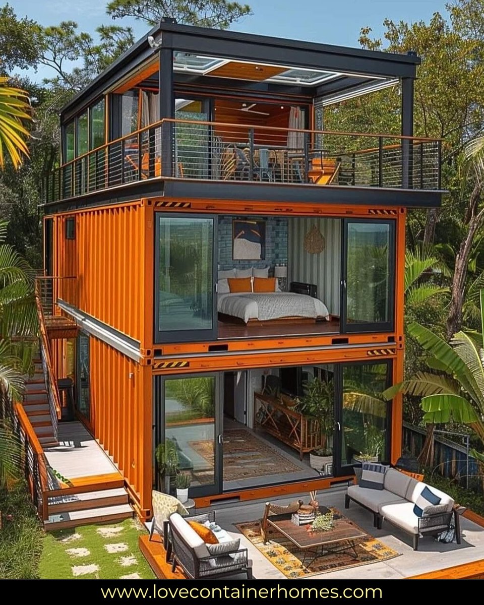 LCH_studios's tweet image. Would you live in a house built out of shipping containers? Rate this one on a scale of 0-10.  Visit us at lovecontainerhomes.com for container house plans and designs.
#architecture #shippingcontainer #containerhome #containerhouse #house #prefab