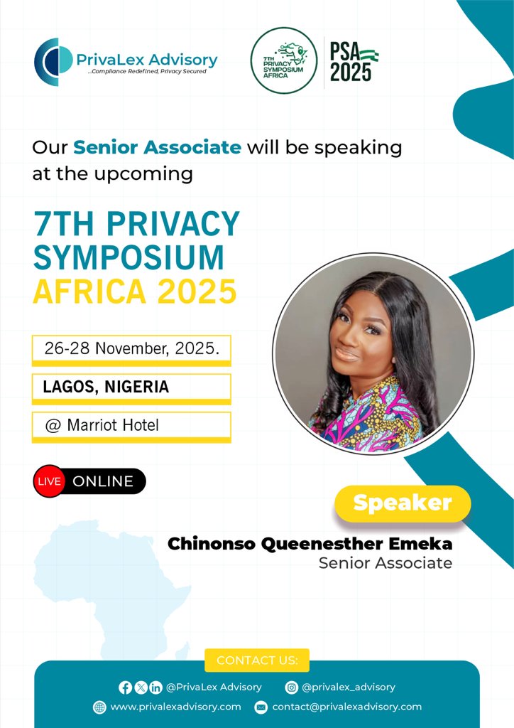 PrivaLexAdvisor's tweet image. Our Senior Associate Chinonso Emeka is honored to moderate the panel on Data Protection as a Business Asset at the 7th Privacy Symposium Africa!

Join us for insightful discussions and valuable insights from industry experts! #PrivacySymposiumAfrica #DataProtection #BusinessAsset