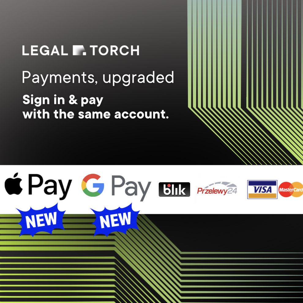 VAIOT_LTD's tweet image. 💳 Apple Pay &amp;amp; Google Pay are now live on LegalTorch!

From login to payment, we want the entire flow to be effortless.
We’ve had Google/Apple login since launch — adding Apple Pay &amp;amp; GPay was the natural next step.

Faster, simpler, no card details. 

#LegalTech #VAIOT