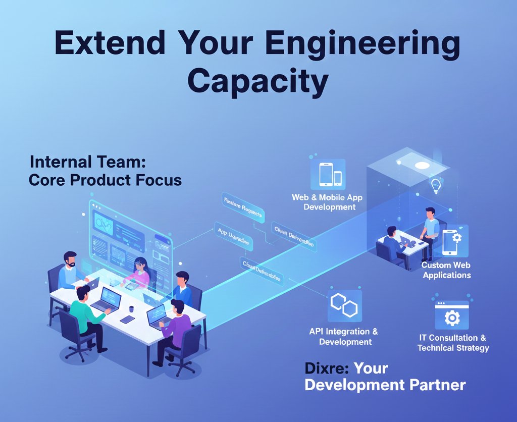 dixre_official's tweet photo. Sometimes, tech teams don’t need more ideas.

They just need an extra development arm to help them deliver.

When internal teams are focused on core product work, it’s easy for additional tasks to pile up.

Instead of pausing, rushing hiring, or stretching your team thin… https://t.co/OADzYWSeeX