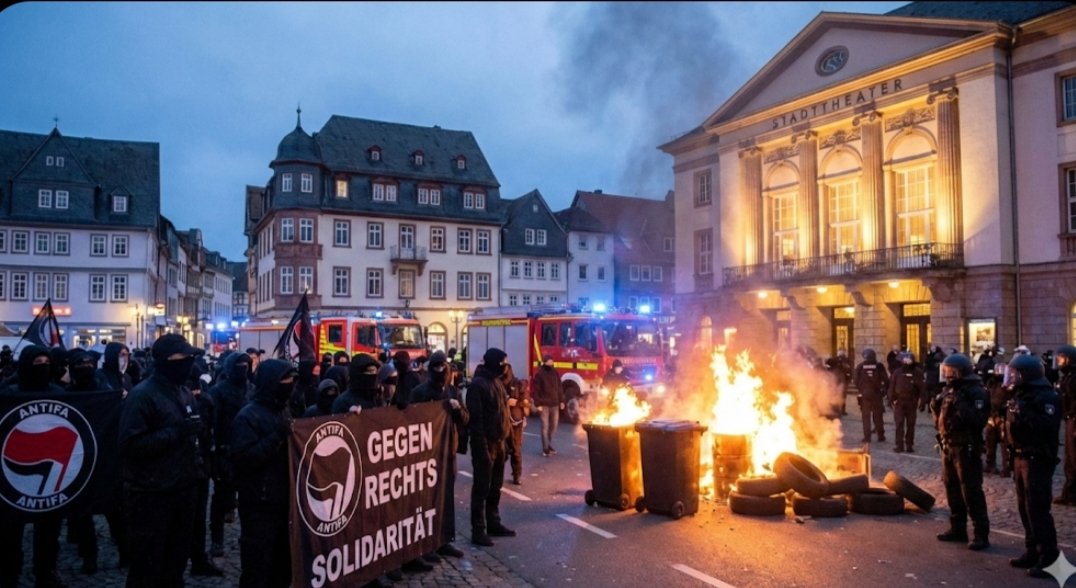 Gewalt von Antifa Terroristen nun auch in #gießen: Der  Schwarze Block will  Bürgerkrieg, Terror und Zerstörung wie 2017 in Hamburg.  #G20HH17  Hoffentlich ist #Hessen,  Polizei &amp; Spezialkräfte besser vorbereitet als damals durch die politischen Rot Grün Deppen in der Hansestadt