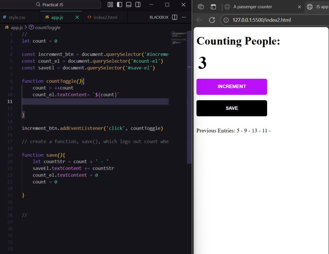 clifmad's tweet image. First JavaScript project with Per Borgen, the CEO of Scrimba.
Project: build a passenger counter app

#freecodecamp