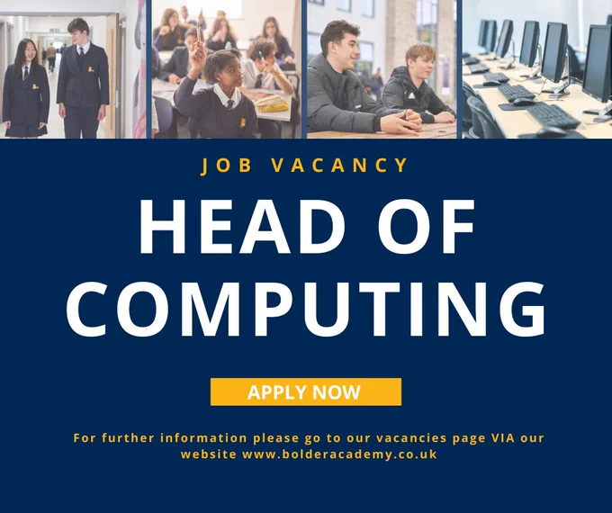 We are seeking a dedicated Head of Computing who is a highly motivated and enthusiastic professional, an excellent classroom practitioner, and a proven leader. 

Apply by: 5 December 2025

For more information and to apply, please visit - tes.com/jobs/vacancy/schrole… Image