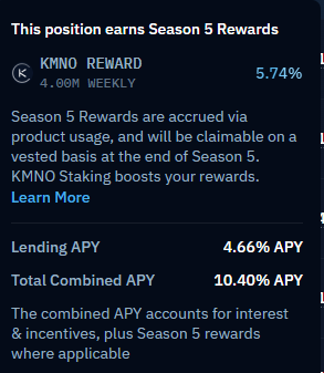 The $KMNO rewards vesting makes some <a href="/kamino/">Kamino</a> Lend vaults the worst lending APR on Solana ... better get higher APR somewhere else (even on Kamino) and buy KMNO if you want with the extra yield (I don't).

And for some more that 50% of the yield comes from $KMNO 😅 also remember