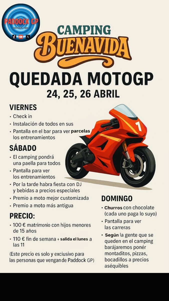 Para aquellos que buscan sitio para pasar el fin de semana del GP de España en el magnifico Circuito de Jerez, os dejo esta opción que no os decepcionara SEGURO.

#Motogp
#SpanishGP