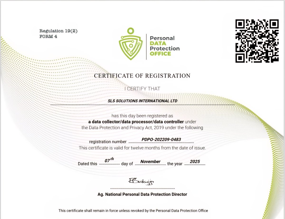slssolutions_ug's tweet image. Secure. Compliant. Trusted. 📌

We are proud to reaffirm that SLS Solutions International is a certified Data collector, Data Processor, and Data Controller under the Data Protection and Privacy Act (2019). 

Lets connect 🔗 slsbpo.com