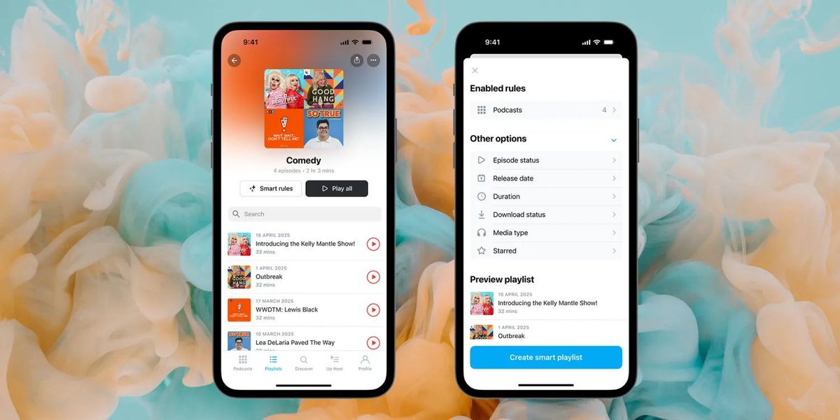melanews's tweet image. Pocket Casts introduce playlist personalizzate e automatiche per organizzare i podcast. Gli utenti possono creare raccolte manuali o usare Smart Playlists con regole personalizzate. Disponibile su iPhone 8 e Mac 6. 🎧📻

#PocketCasts #Podcast #AppUpdate