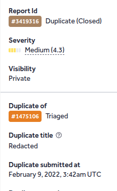 bughuntar's tweet image. Original report submitted on Feb 9, 2022, when I didn’t even know what bug bounty was 😁😁

The bug was fixed, but now I found a bypass. As the original report is in triaged state, @HackerOne marked this as duplicate.

#BugBounty #HackerOne #WebSecurity #Infosec #Bypass