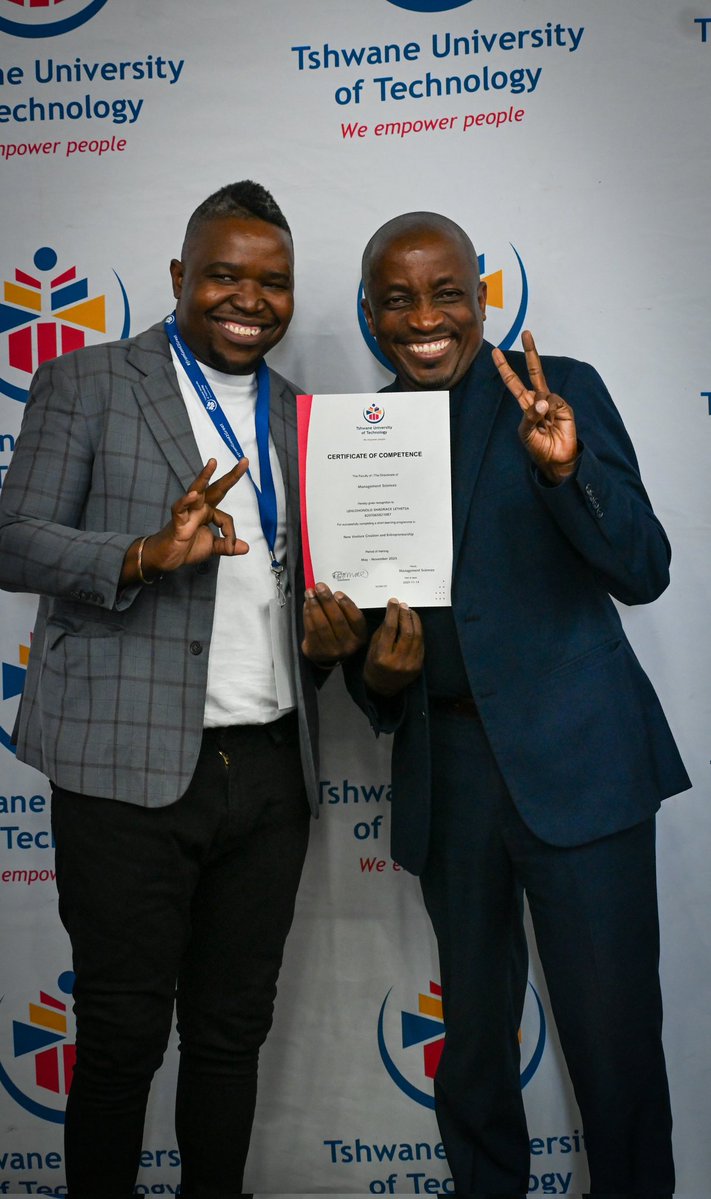 Official_TUT's tweet image. Hey TUT Fam!
The Faculty of Management Sciences together with the Centre for Entrepreneurship and Development, awarded Certificates of Competence for successfully completing the New Venture Creation and Entrepreneurship programme to the entrepreneurs at the event #FromGood2Great