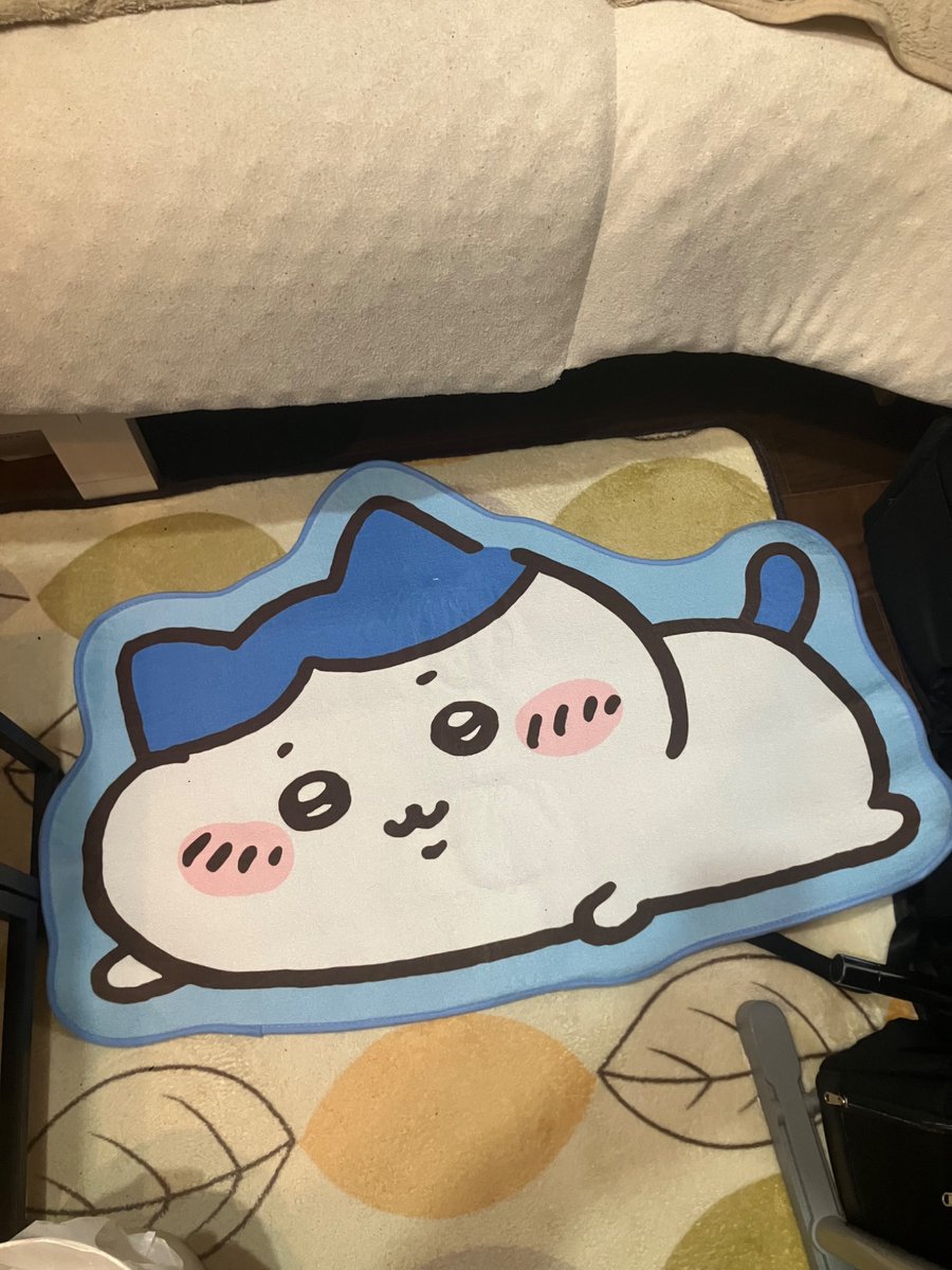 #ちいかわ 
クレーンゲーム800円でハチワレのラグをゲットした。