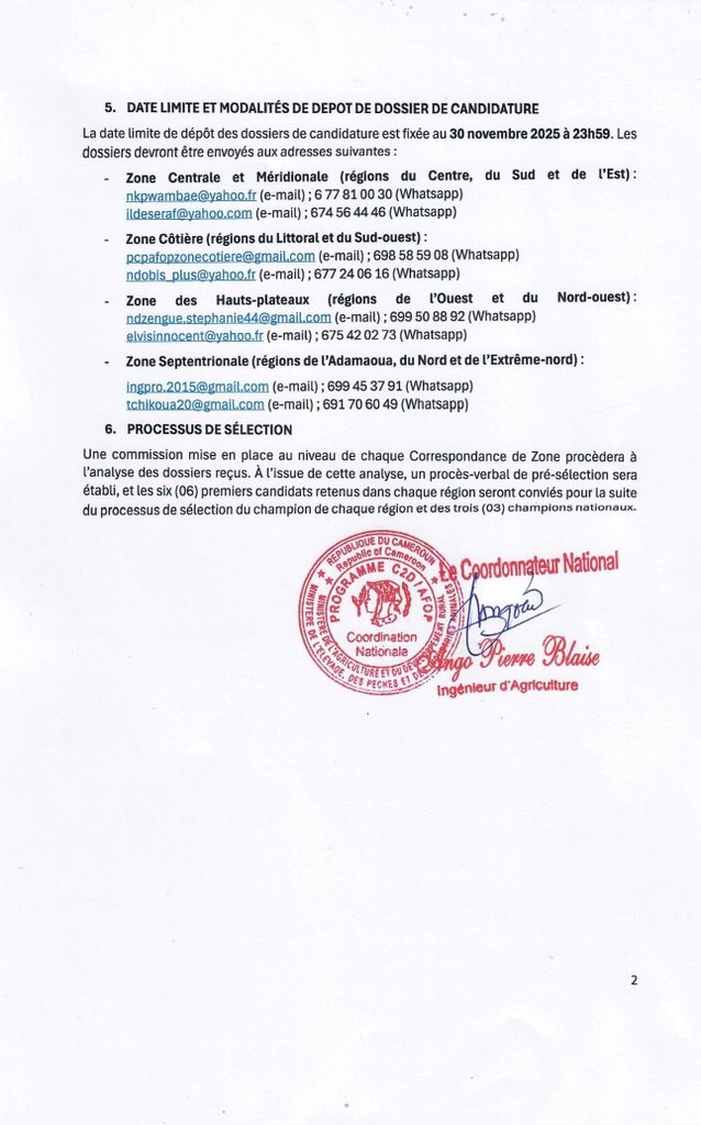 🗣️📣 APPEL À CANDIDATURE – GRAND PRIX C2D de l’Entrepreneuriat Jeune

Tu as été formé + inséré par AFOP et tu es actif en agropastoral / halieutique ?
👉🏾 Le prochain modèle de réussite, c’est peut-être TOI !

🎯 Pour candidater :
✔ Formé &amp; inséré AFOP
✔ En activité réelle
✔