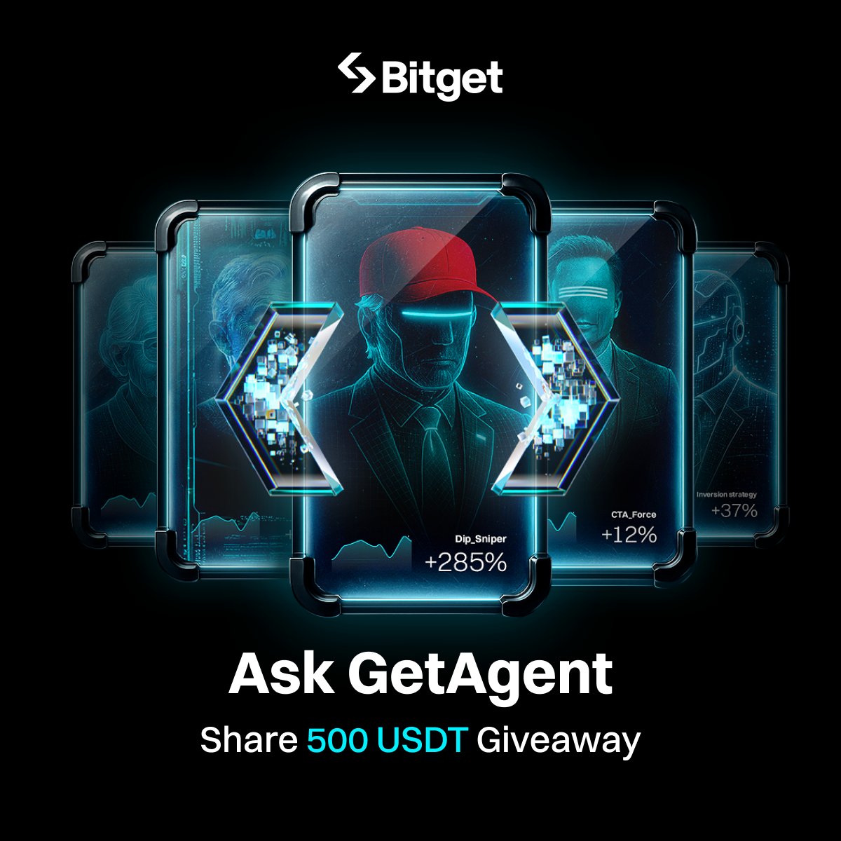 bitget's tweet image. Ask GetAgent to find your perfect AI trader &amp;amp; win 500 USDT giveaway!

✅ Ask: “Which AI trader fits me best?” 👉 bitget.com/copy-trading/m…
✅ Share your AI trader with a screenshot using #GetAgentAIBattle
✅ Follow &amp;amp; RT

🎁 10 winners will get 50 USDT each