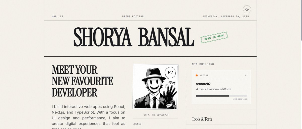 Shorya_codes's tweet image. Revamped my portfolio 

reviews are much appreciated

shoryacodes.vercel.app