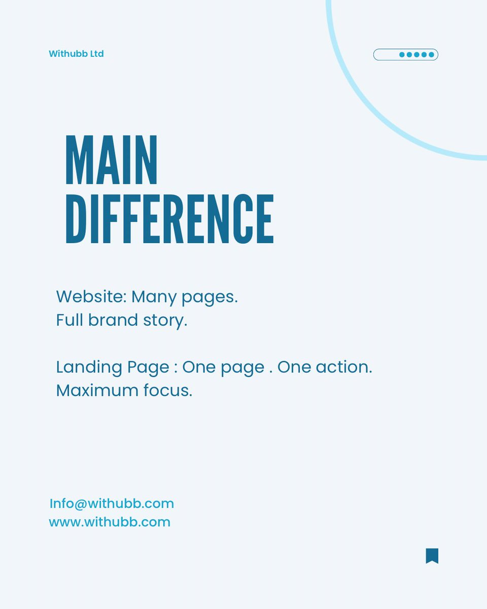 withubb's tweet image. Website vs Landing Page: Understanding the difference can improve your sales, leads, and conversions.