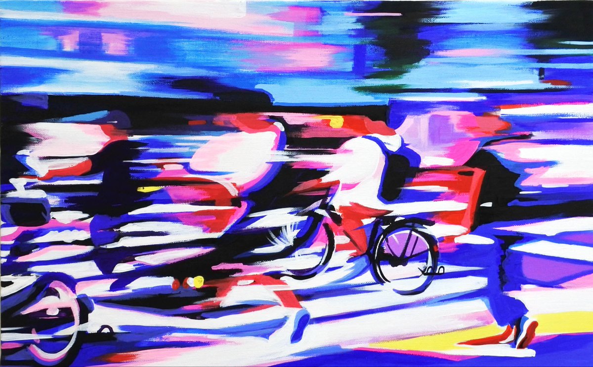 歩く人たち 33.3 × 53cm アクリル絵の具 キャンバス acrylics on