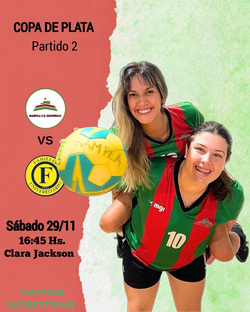 Este sábado 29 definimos la Copa de Plata frente al equipo de Familiar. 
Será a las 16:45 horas en Clara Jackson. 

Vamos nosotras! ❤️💚