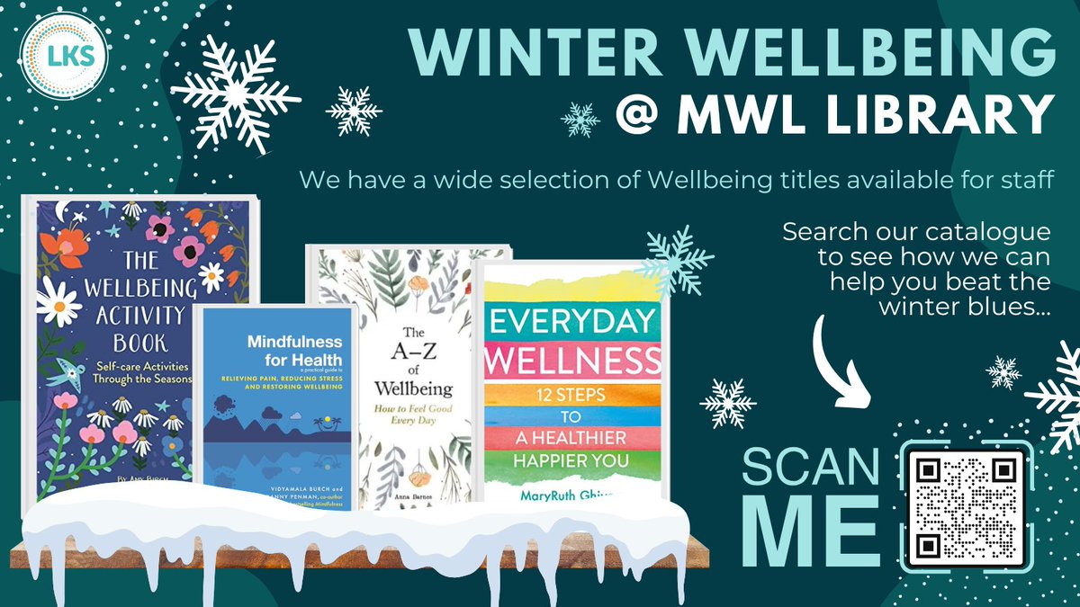 MWLNHSLibrary's tweet image. Did you know that MWL Library &amp;amp; Knowledge Service are also here to support your wellbeing this winter? 🌻Search our catalogue to see the resources available  bit.ly/43CUFFA #TeamMWL #Wellness