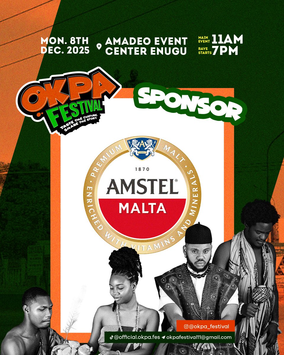 OkpaFest's tweet photo. Unveiling our official sponsor, @AmstelMalta!🔥 https://t.co/iRhRaENGRN