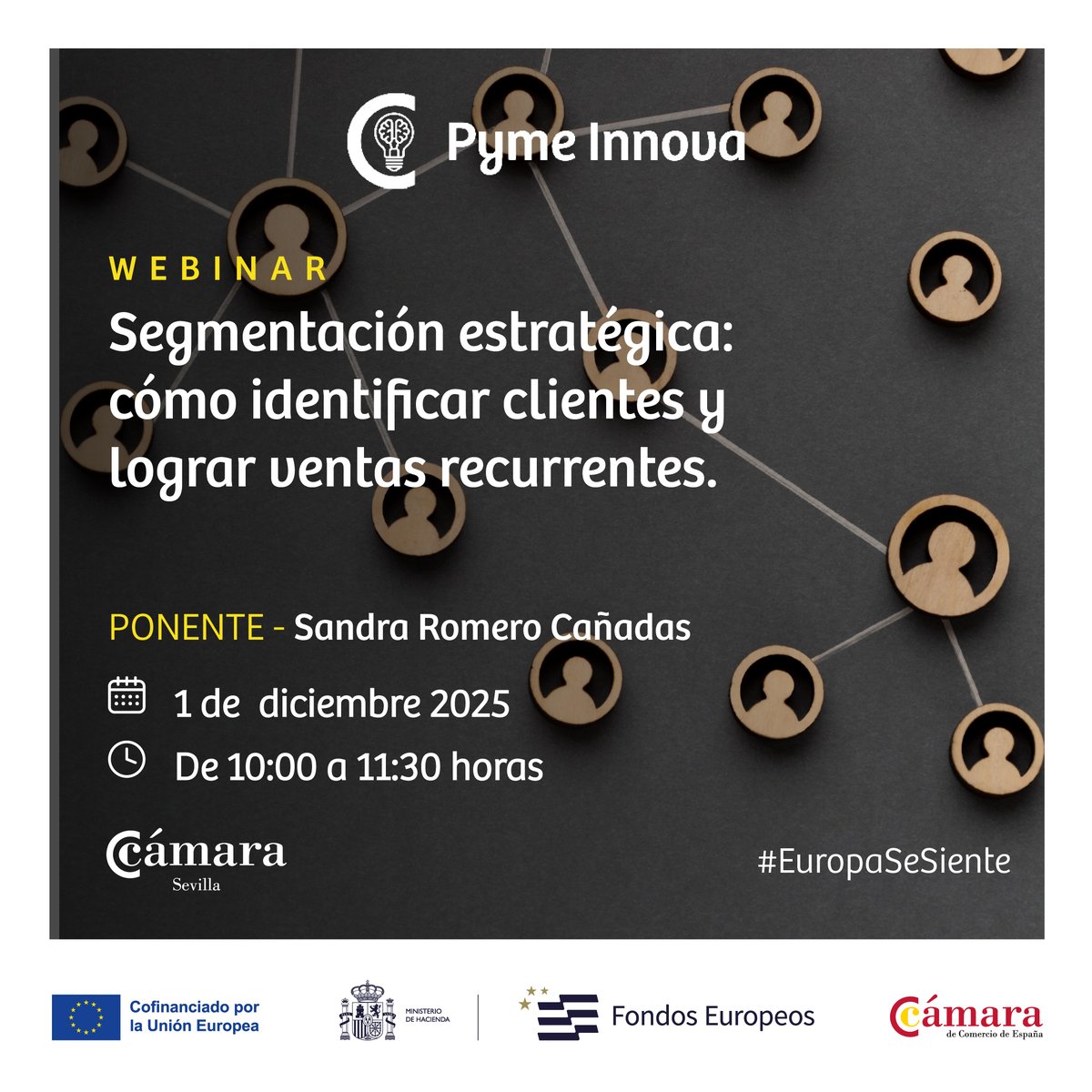 camaradesevilla's tweet image. 🎯¿Cómo crear una #segmentación estratégica que te ayude a identificar #clientes y lograr #ventas recurrentes? 📊

 💻 ¡Participa en este #webinar y descubre cómo realizar #investigaciones de mercado y #segmentaciones de manera práctica utilizando herramientas muy sencillas!