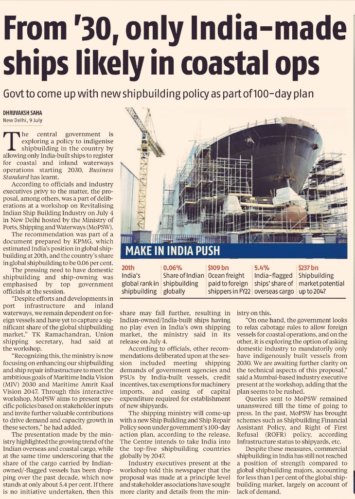 MarketScientist's tweet image. Ship Building Theme🚢 
( Defence+ Commercial)

~The industry is valued at $1.12 billion as of 2024 and is projected to reach $8  by 2033
~ MDF support of 25K cr
~ 75Kcr for cluster
~ MRO plan in progress
~ Some companies can become big in 5-6yrs

Repost if you are playing 😇🙏
