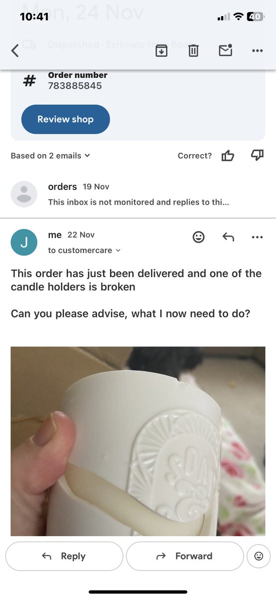 joannenield72's tweet photo. @BootsHelp can you please resolve the complaint I submitted on the 19th November following my delivery arriving broken https://t.co/3tmCGf49z7