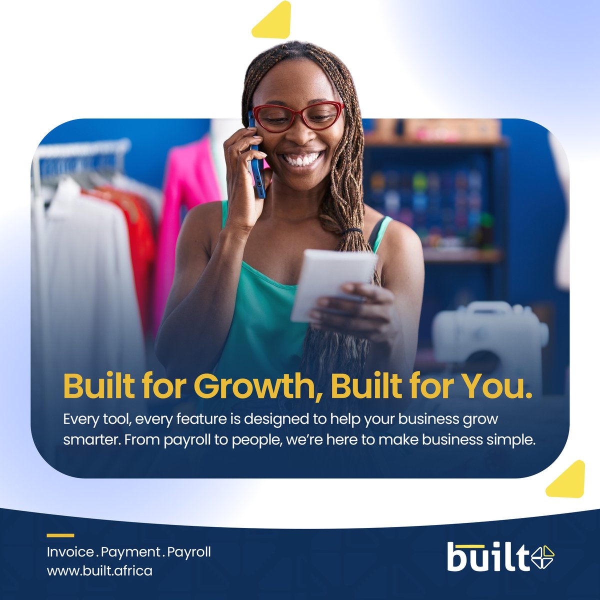built_africa's tweet image. Your business deserves a system that works as hard as you do.

We bring simplicity, structure, and peace of mind to your daily operations, so you can lead with confidence.

Try Built today @built.africa.

#BusinessTools #builtfinancialtechnologies