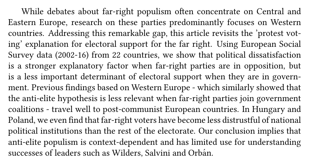 RRResRobot's tweet image. Poland and Hungary: J. Muis, T. Brils, and T. Gaidytė. “Arrived in Power, and Yet Still Disgruntled? How Government Inclusion Moderates &apos;Protest Voting&apos; for Far-Right Populist Parties in Europe”. In: Government and Opposition 57.4 (2022), pp. 749-778.