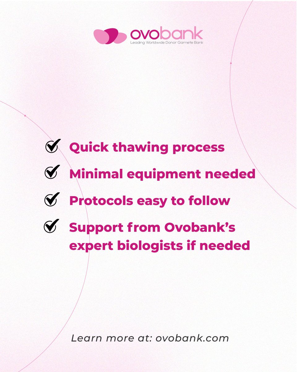 🔬 What does egg vitrification consist of?

🧬 Vitrification is the most efficient method for freezing eggs — reaching survival rates of up to 92%! 

💙 We don’t just ship frozen eggs — we ensure quality, safety and success in every batch. 

📦 Learn more: ovobank.com/egg-batches