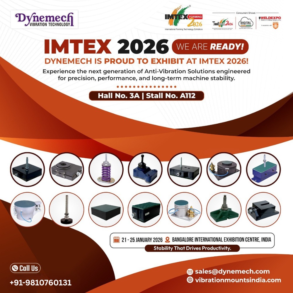 dynemech's tweet image. 𝐈𝐌𝐓𝐄𝐗 𝟐𝟎𝟐𝟔 – 𝐃𝐲𝐧𝐞𝐦𝐞𝐜𝐡 𝐒𝐲𝐬𝐭𝐞𝐦𝐬 𝐈𝐬 𝐑𝐞𝐚𝐝𝐲!

#IMTEX2026, #Dynemech, #VibrationControl, #AntiVibrationMounts, #MachineStability, #IMTEXForming, #PrecisionMachining, #MadeinIndia

+91-9810760131
sales@dynemech.com
antivibrations.in