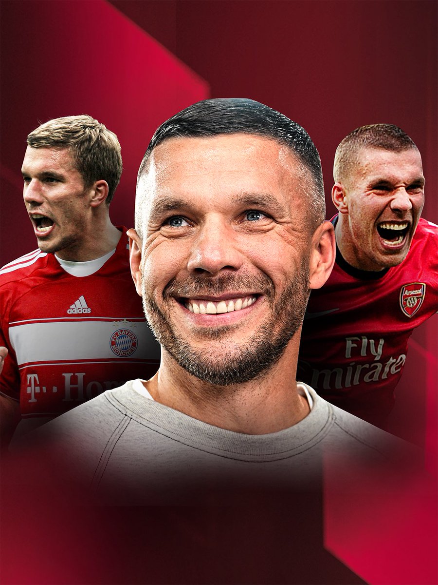 FCBayernEN's tweet image. We spoke to Lukas Podolski about London, Arsène Wenger, Mikel Arteta, Lennart Karl and something he has in common with Cristiano Ronaldo! 

Interview ➡️ fc.bayern/Podolski_inter…