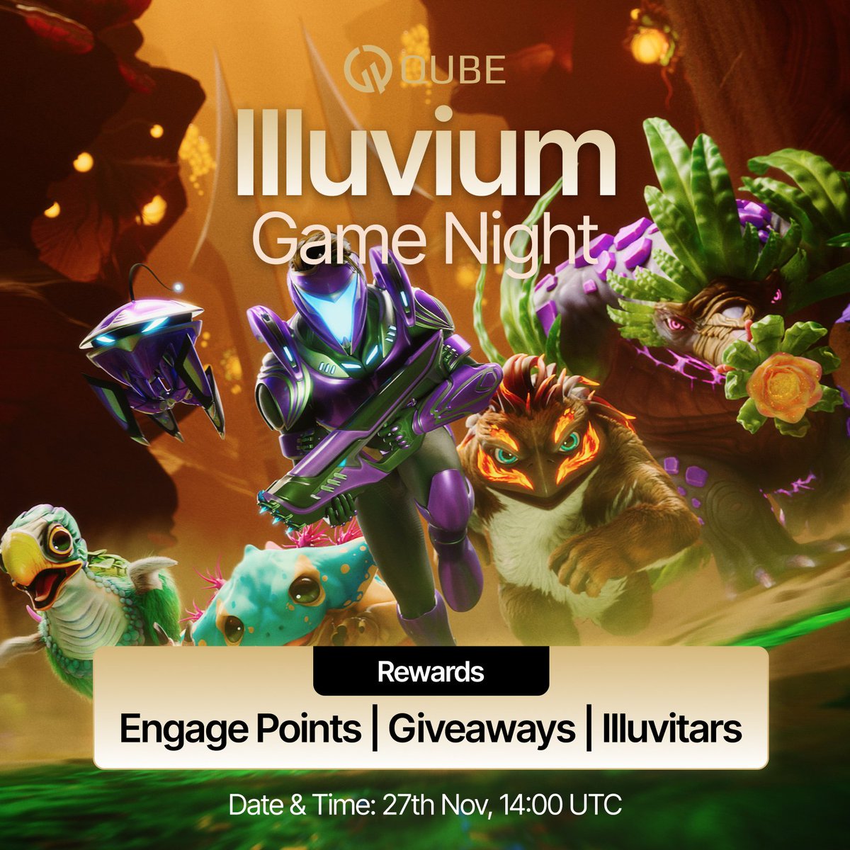 Illuvium Game Night 🌌

Ready to dive into the <a href="/illuviumio/">Illuvium</a> universe?
Set a reminder to join us for battles, rewards, and community fun!

⏰ Date &amp; Time: Nov 27th, 14:00 UTC
🎁 Rewards: Giveaways, Engage Points, and Illuvitars (in-game PFPs)

🔗 JOIN HERE: discord.com/channels/13053…