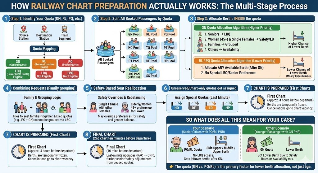 CatchMeAbhiOrb's tweet image. 🚆🔥 Why Our Parents Still Don’t Get Lower Berths??
And What REALLY Happens Inside IRCTC’s Seat Allotment System?? 🚨🧵

Yesterday, I wrote to @RailMinIndia. The main agenda - Algo needs to improve.
Not because something is “wrong”, but because travel patterns have changed and…