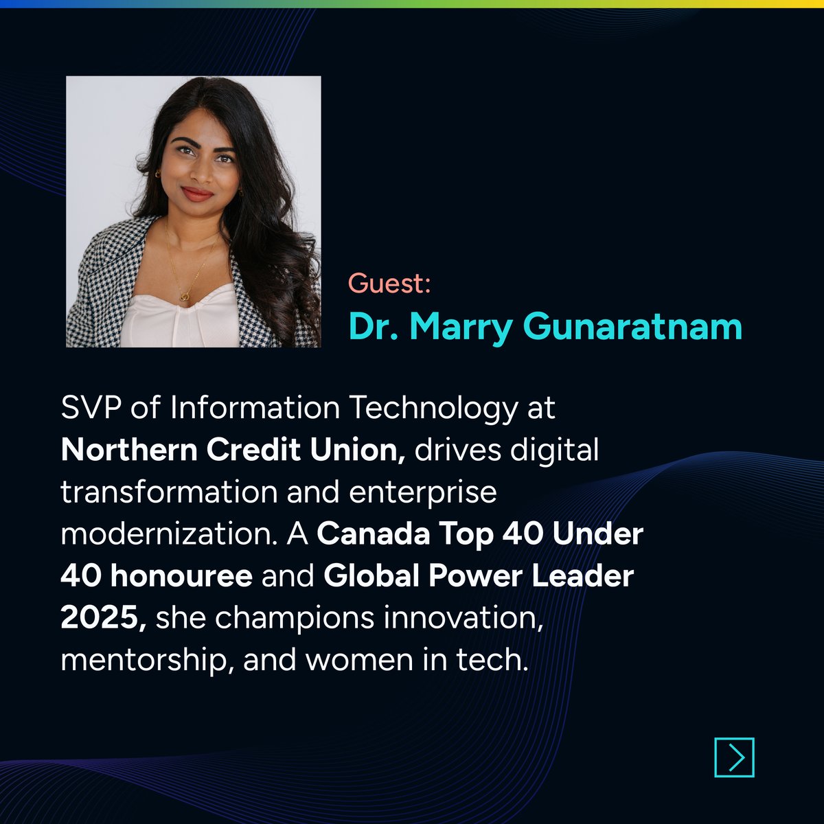 Intelliswift's tweet image. Join our Virtual Fireside Chat: “Authentic Leadership in the Digital Era” with Dr. Marry Gunaratnam, SVP IT at @NorthernCU , Top 40 Under 40 &amp;amp; Global Power Leader 2025.

👉 Register now:  intelliswift.zoom.us/webinar/regist…

#WomenInLeadership #AuthenticLeadership #DigitalEra