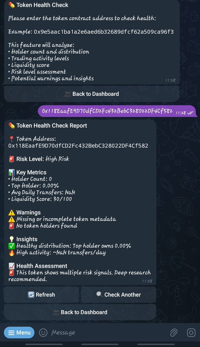 Cryptonic_1st's tweet image. I found a new token and wanted to make sure it was safe, so I ran a quick scan with @BeanBeeAI bot, and it came out ⚠️. 

Real-time DeFi safety made simple.  Always with beanbee.
#ScanWithBeanBee #DeFiSafety