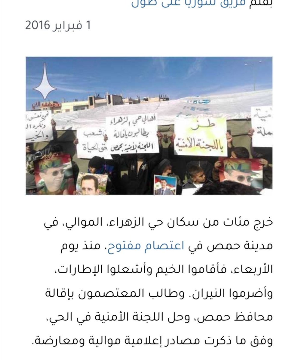 شباط 2016 اعتصام اهالي الزهراء احتجاجا على التقصير الامني في المدينة