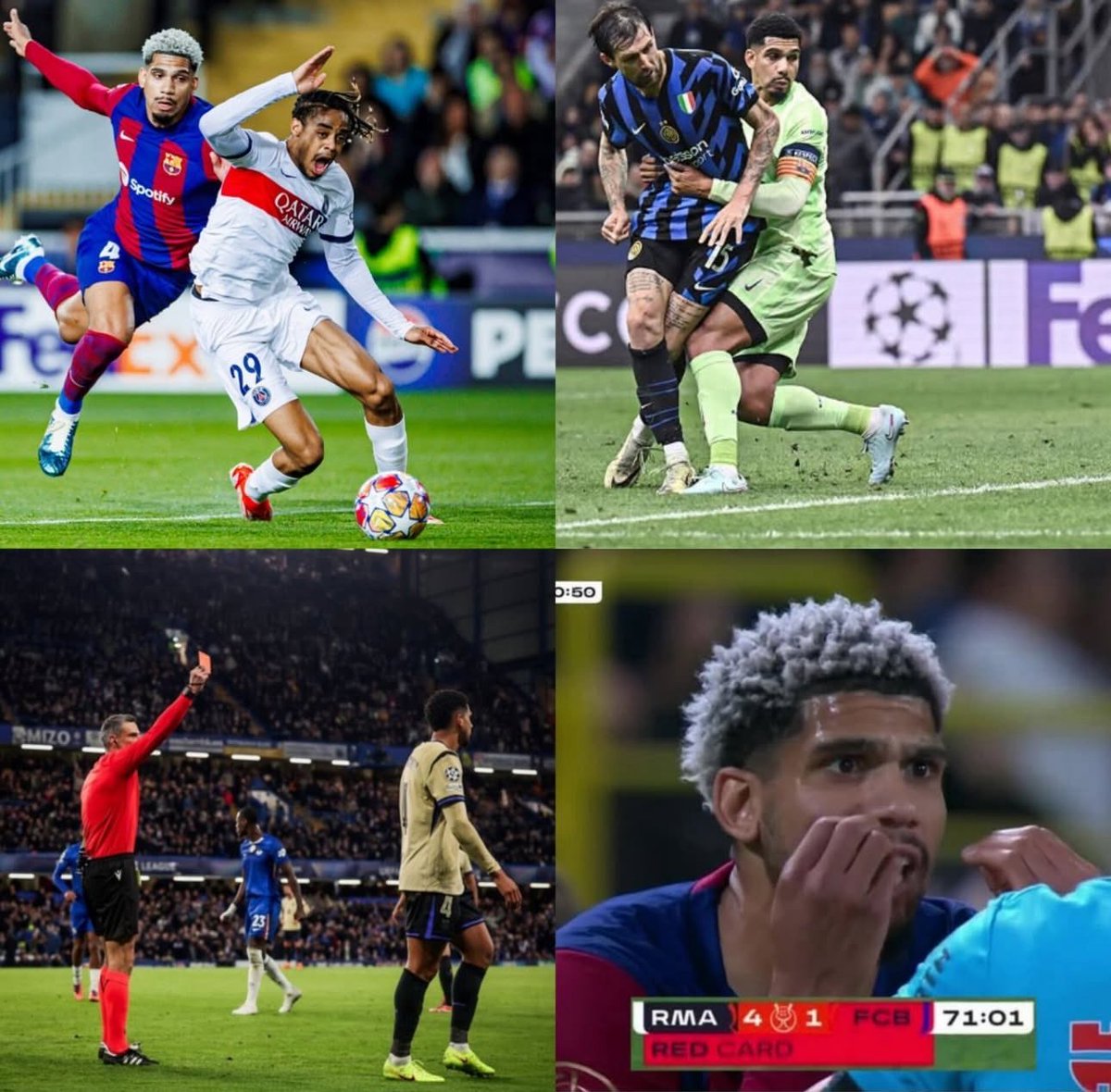 blaugranation_'s tweet image. 🚨Les erreurs de Ronald Araujo dans les moments cruciaux. . @sport :

🟥 Il a été expulsé contre le Real Madrid lors de la finale de la Supercoupe 2024

🟥 Il a été expulsé contre Paris en quart de finale de la Ligue des champions 2024.

❌ Il est entré en jeu et a permis à…